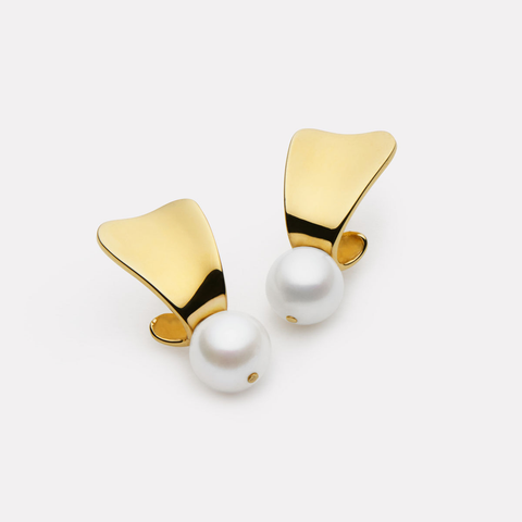 Najo Sunbeam Yellow Gold Plated Pearl Earrings