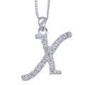 Sterling Silver Cubic Zirconia Letter X Necklace