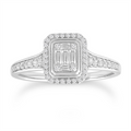 0.33ct Emerald Natural Diamond Clauster Ring