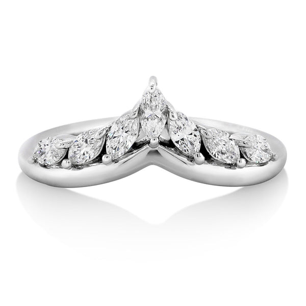 18ct White Gold Marquise Diamond Tiara Wedding Ring - alternate view