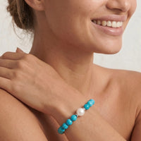 Turquoise Howlite And Freshwater Pearl Bracelet