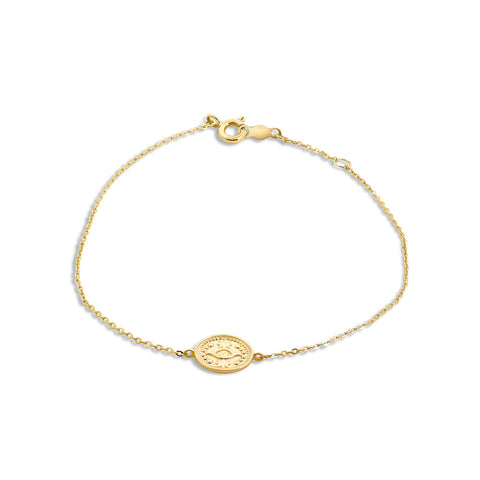 9ct Yellow Gold Evil Eye Medallion Bracelet - alternate view