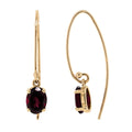 9ct Yellow Gold Garnet Hook Earrings