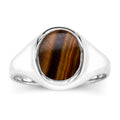 Gents Sterling Silver Oval Tiger Eye Signet Ring