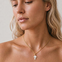 9ct Yellow Gold Mother Of Pearl Cross