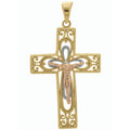 9ct Three Tone Filigree Cross Pendant