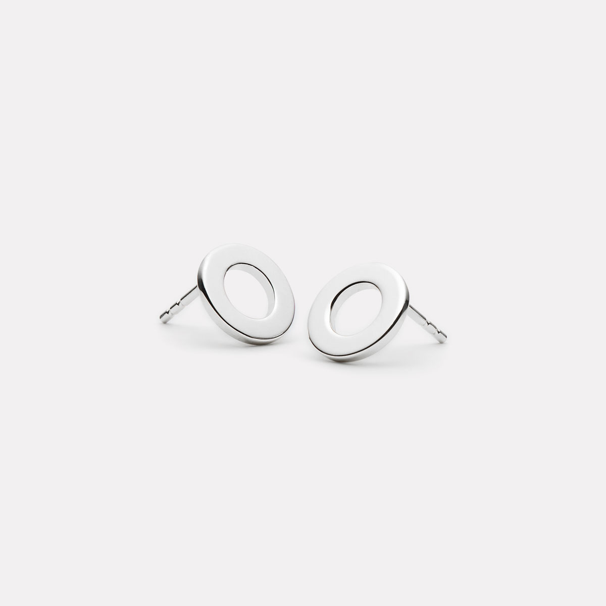 Najo Solar Sterling Silver Circle Stud Earrings