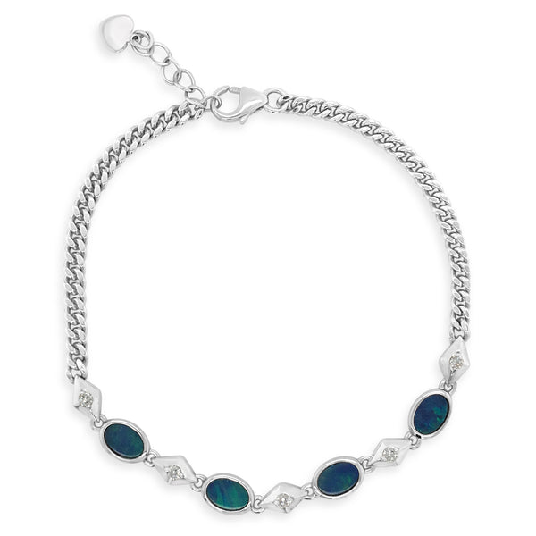 Sterling Silver Opal And Cz Handmade Bracelet - alternate view