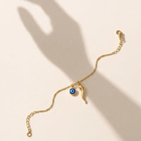 9ct Yellow Gold Bracelet With Evil Eye & Horn Of Plenty Charm