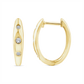9ct Yellow Gold Round Lab Grown Diamond Set Huggie Earrings