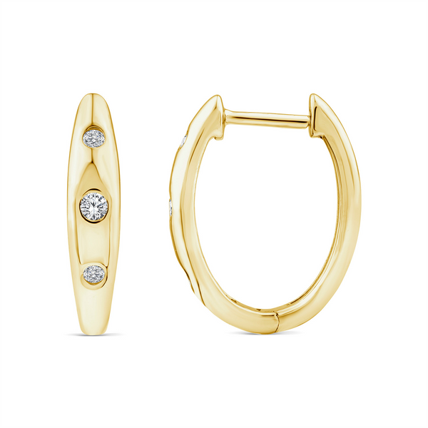 9ct Yellow Gold Round Lab Grown Diamond Set Huggie Earrings - alternate view