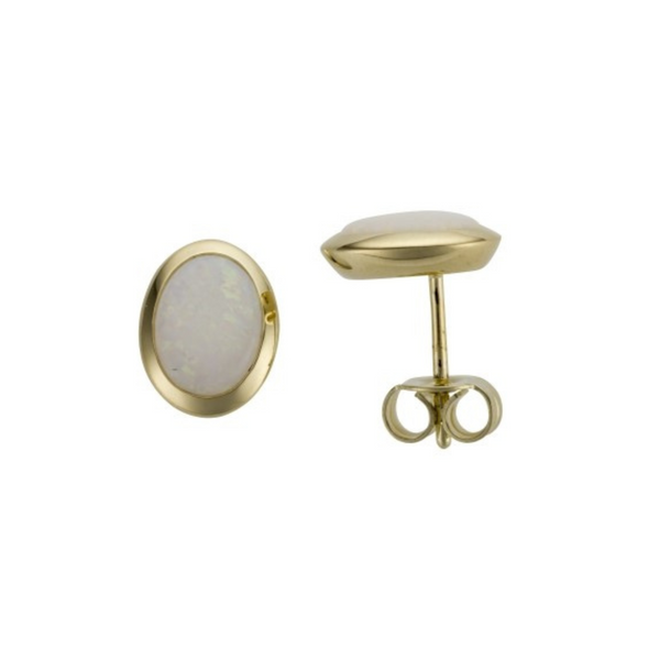 9ct Yellow Gold Oval Opal Stud Earrings - alternate view