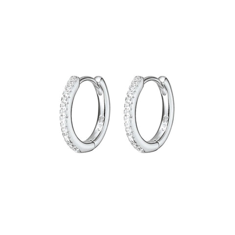 Sterling Silver CZ Huggie Earrings - alternate view