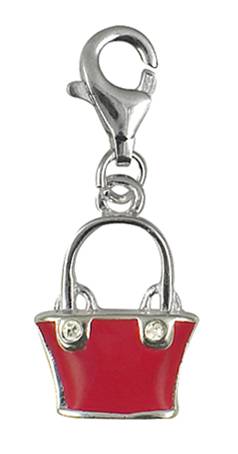 Sterling Silver Red Enamel Handbag Charm - alternate view