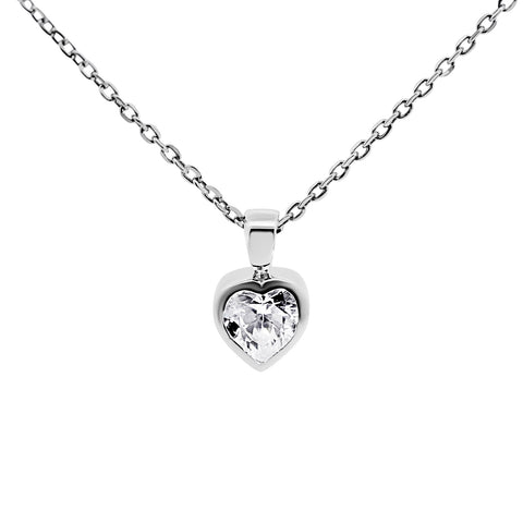 Sterling Silver Clear CZ Heart Pendant - alternate view