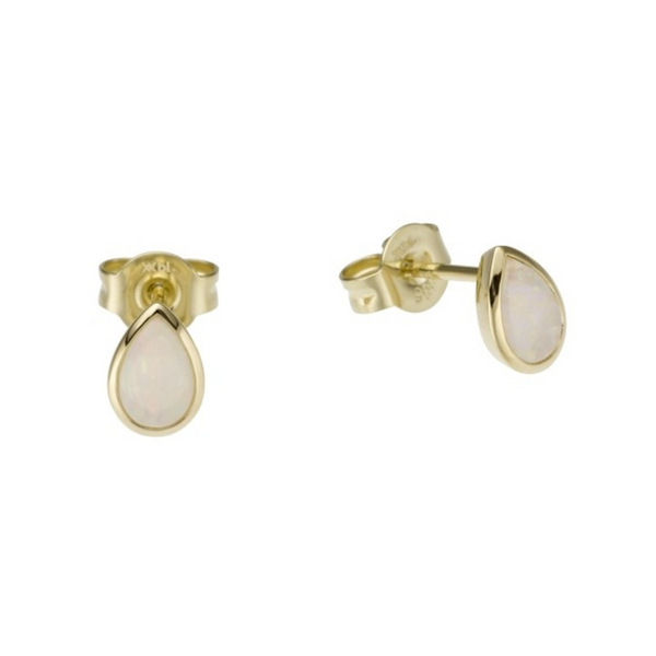 9ct Yellow Gold Pear Shaped Opal Studs - alternate view