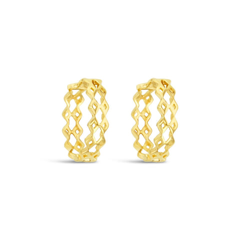 9ct Yellow Gold Diamond Cut Out Huggies - alternate view