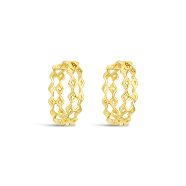 9ct Yellow Gold Diamond Cut Out Huggies - alternate view