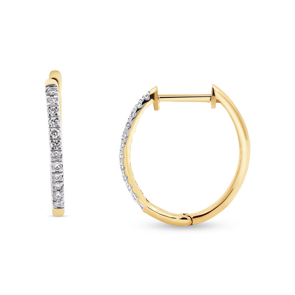 9ct Yellow Gold Diamond Set Huggie Earrings - alternate view