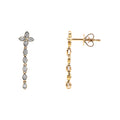 18ct Italian Yellow Gold Natural Diamond Flower Drop Earrings