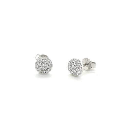 Sterling Silver Cubic Zirconia Disc Stud Earrings - alternate view