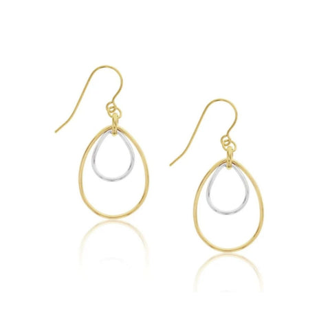 9ct Two Tone Double Teardrop Earring 35mm - alternate view
