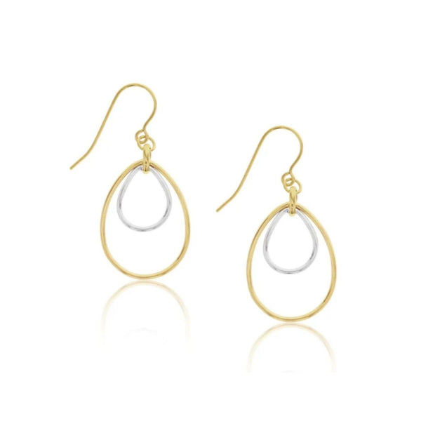 9ct Two Tone Double Teardrop Earring 35mm - alternate view