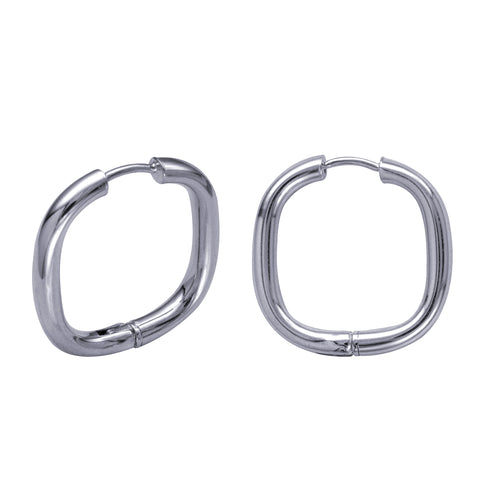 Sterling Silver Square Huggie Earrings - alternate view
