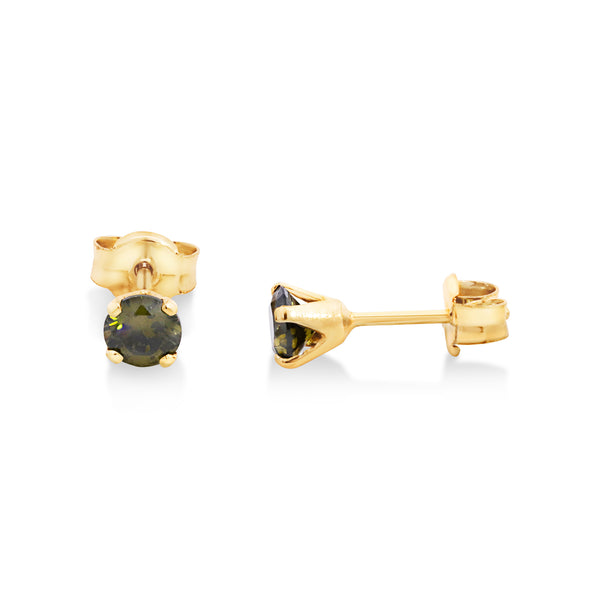 9ct Yellow Gold Peridot Cubic Zirconia Stud Earrings - alternate view