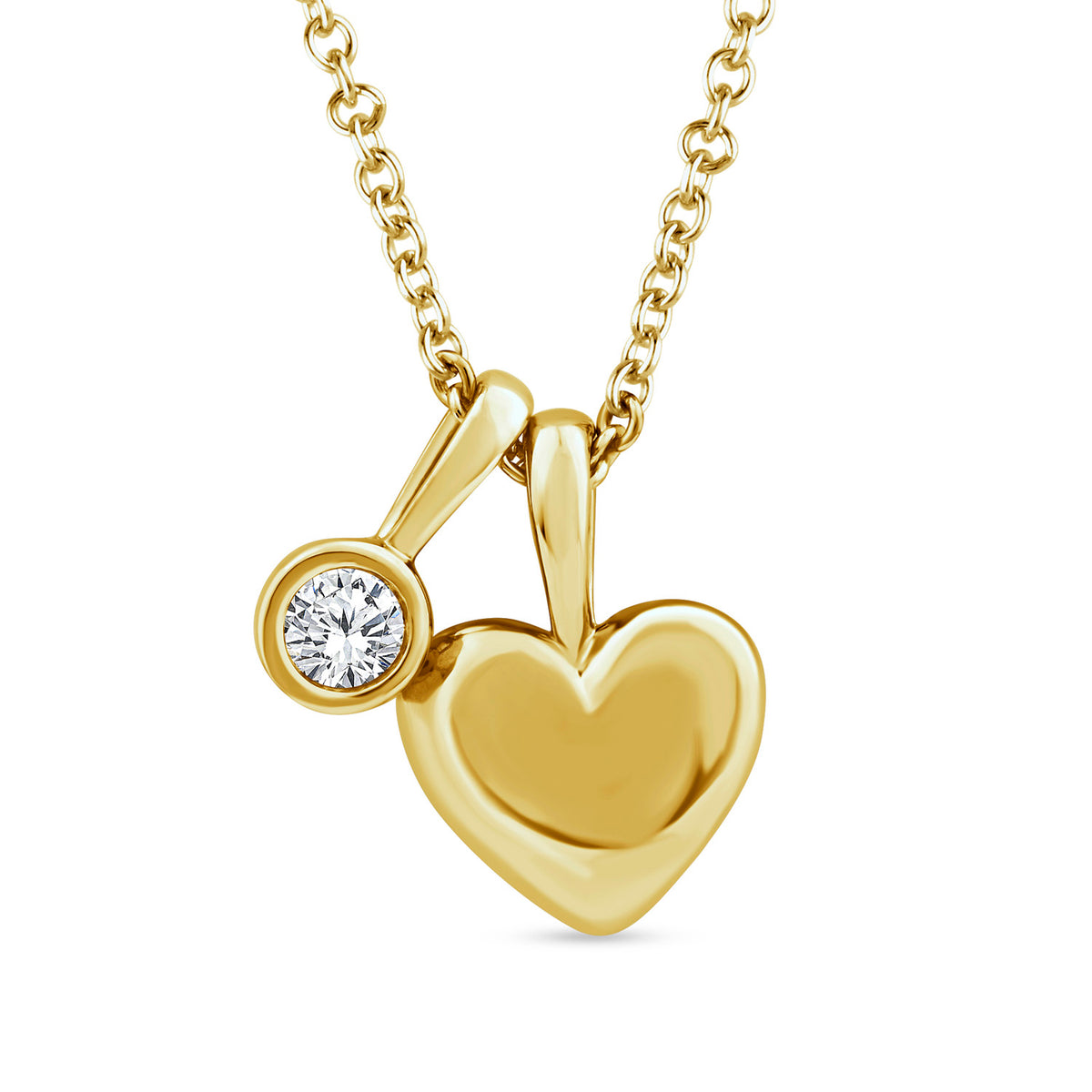 Gold Vermeil 22ct Heart Pendant With Lab Grown Diamond Charm