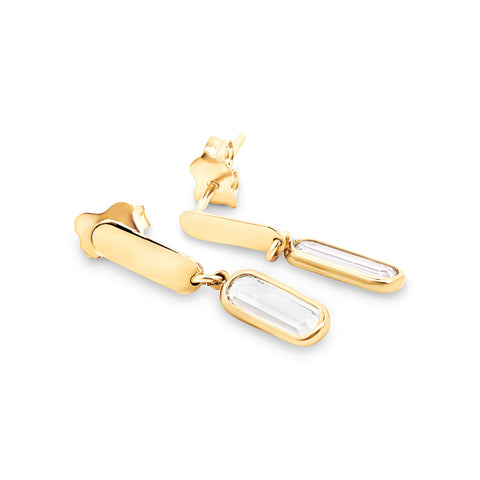 9ct Yellow Gold Paper Clip Cubic Zirconia Drop Earring - alternate view