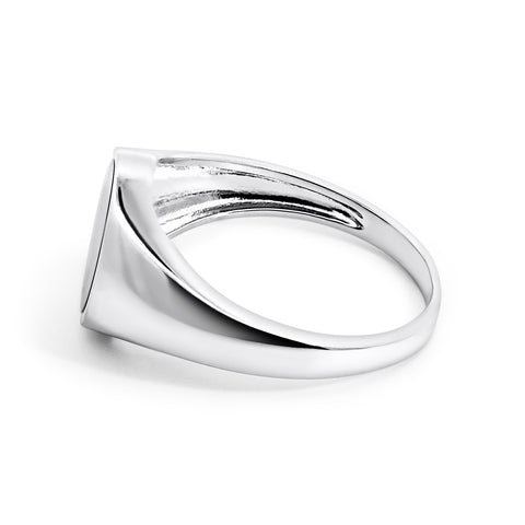 Gents Sterling Silver Oval Black Onyx Signet Ring - alternate view