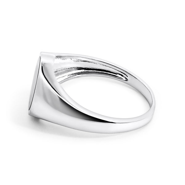 Gents Sterling Silver Oval Black Onyx Signet Ring - alternate view