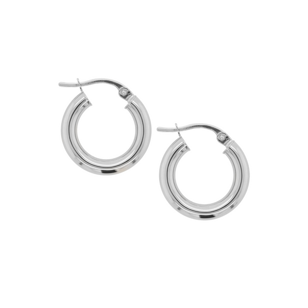 9ct White Gold Italian Hoops - alternate view