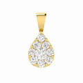 9ct Yellow Gold Diamond Teardrop Cluster Pendant