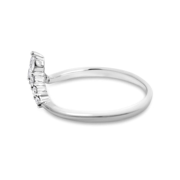 18ct White Gold V Shaped Diamond Wedding Ring - alternate view