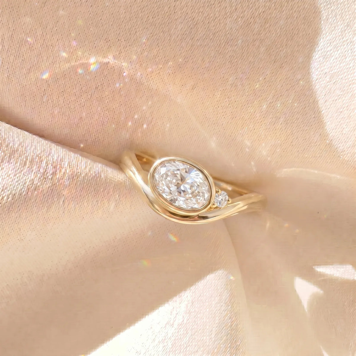 9ct Yellow Gold Oval Lab Grown Diamond Engagement Ring