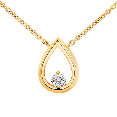 9ct Yellow Gold Diamond Pear Necklace - alternate view
