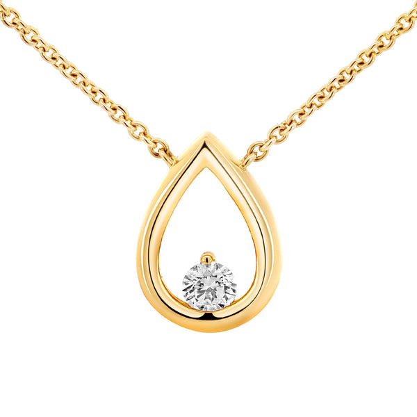 9ct Yellow Gold Diamond Pear Necklace - alternate view
