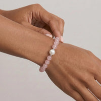 Rose Quartz And Freshwater Pearl Bracelet