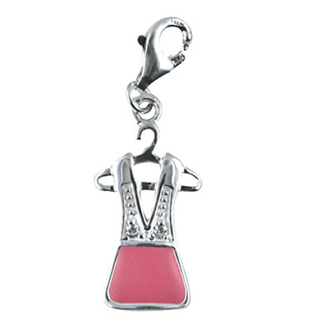 Sterling Silver Pink Dress Charm - alternate view