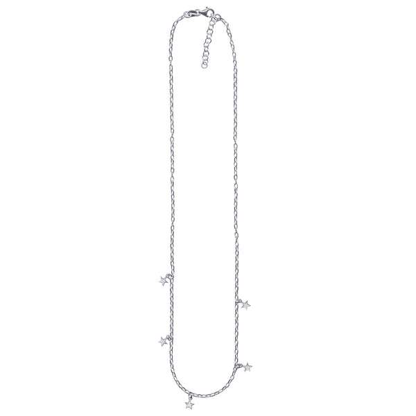 Sterling Silver Ball Chain With Hanging Stationed Star Charms - alternate view