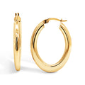 9ct Yellow Gold Thick Oval Flat Hoop Earrimgs