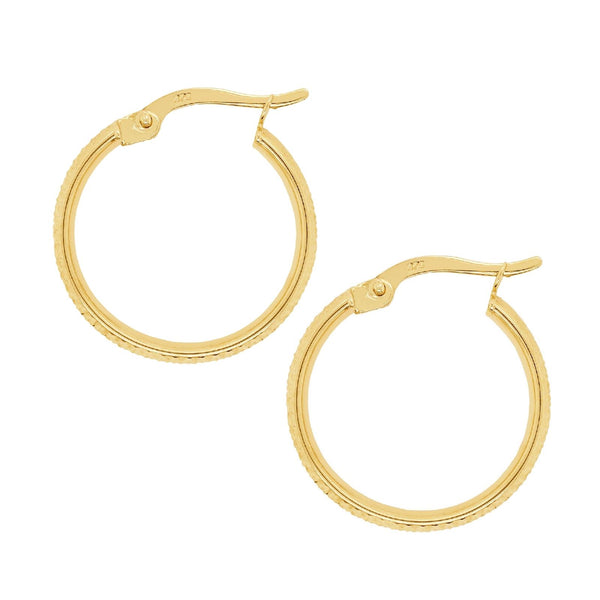 9ct Yellow Gold Diamond Cut Hoops - alternate view