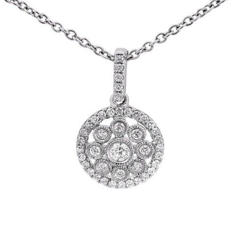 9ct White Gold Floral Cluster Pendant - alternate view