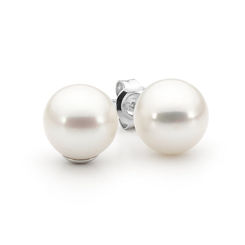 Sterling Silver White Freshwater Pearl Studs - alternate view