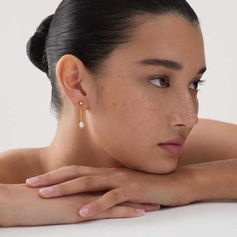 Najo Gold Plated Tidal Whisper Pearl Earrings - alternate view