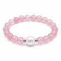 Rose Quartz And Freshwater Pearl Bracelet