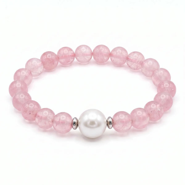 Rose Quartz And Freshwater Pearl Bracelet