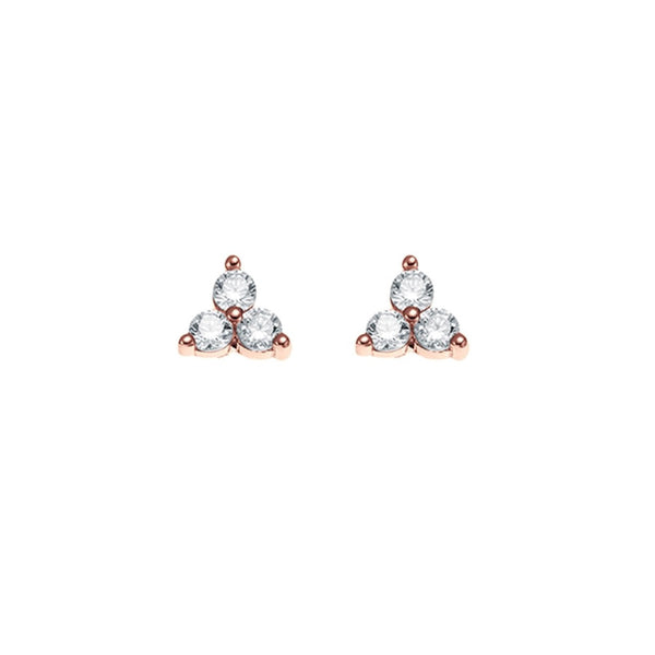 Rose Gold Plated Triangular Cubic Zirconia Stud Earrings - alternate view